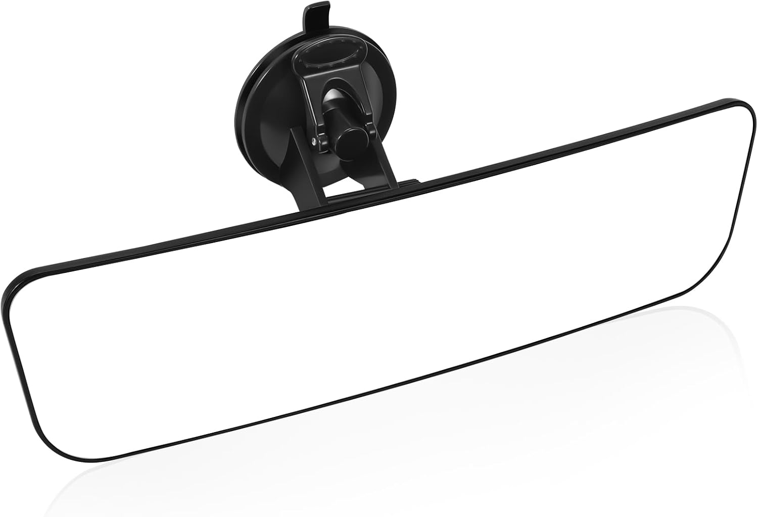 12'' Large Rear View Mirror with Suction Cup, Stick on Universal Frameless Inside Rearview Blue Mirror with Parabolic Wide Angle Mounted on Windshield for Car Marine Auto Boat Truck Van (White)