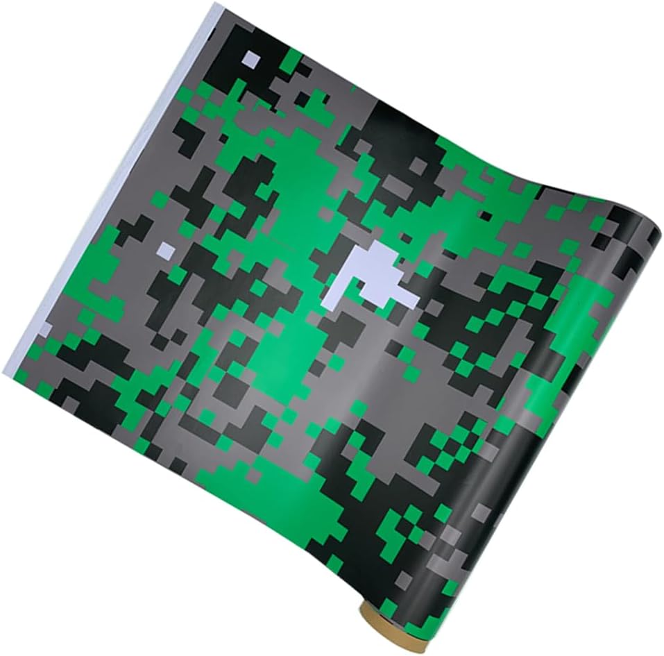 Self Adhesive Digital Camouflage Car Wrap Vinyl Film PVC Camo Car Sticker Decal for Auto Motorcycle Bike Laptop, Green Grey, 50x500cm