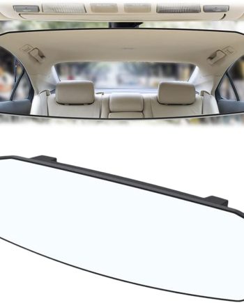 Car Rear View Mirror, 12 Inch Car Interior Panoramic Convex Rearview Mirror, Clip-On HD Wide Angle Extended Curved Mirror, Reduce Blind Spot Effectively, Universal Car Accessories (Irregular White)