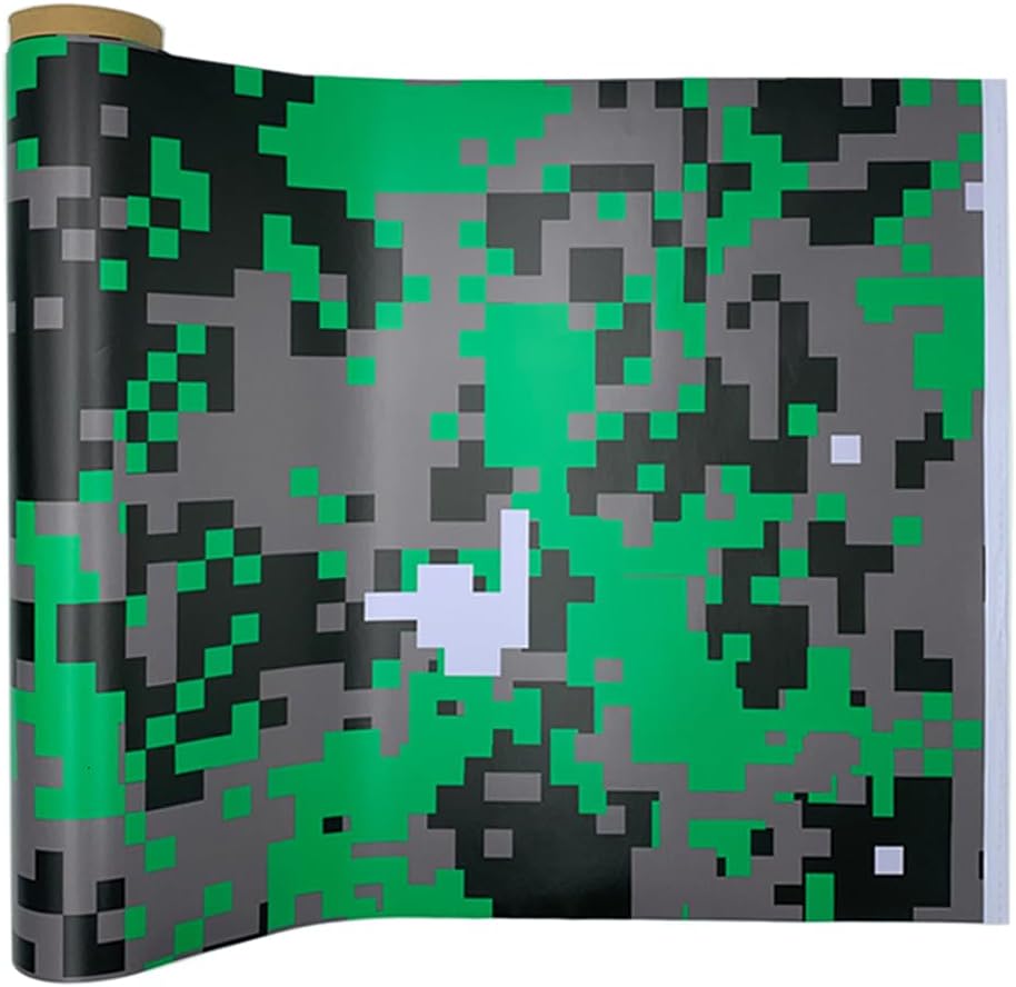 Self Adhesive Digital Camouflage Car Wrap Vinyl Film PVC Camo Car Sticker Decal for Auto Motorcycle Bike Laptop, Green Grey, 50x500cm