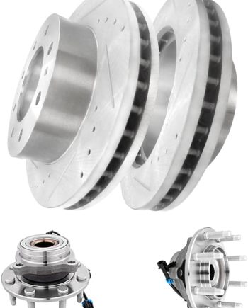 Set of 4 Front 325mm Drilled Slotted Brake Disc Rotors-Wheel Hub Bearing Assembly Replacement For 2007 GMC  2500 HD Classic