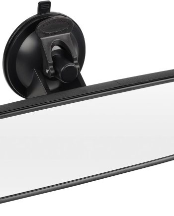 9.6'' Rear View Mirror with Suction Cup, Stick on Universal Inside Rearview White Mirror with Realistic Flat Wide Angle Mounted on Windshield for Car Auto Truck  Van (245mm)