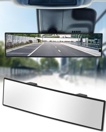 Rear View Mirror, Chrome Anti-glare Panoramic Rear Mirrors Universal 12 Inch Convex Car Interior Clip on Extra Big Wide Angle Rearview Mirror Extender to Reduce Blind Spot for Car  Trucks