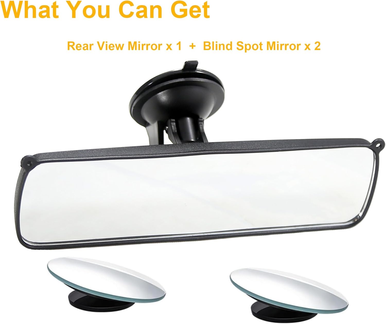 Rear View Mirror, 9.8" Universal Rearview Mirror, Car Interior Rear View Mirror with Adjustable Suction Cup, Car Inside Mirror for , Vans, Trucks (Bonus 2 PCS Blind Spot Mirrors)