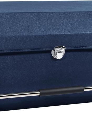 Car Trunk Organizer, Push-pull Handle, Leather Collapsible 2 Compartments Car Organizers with Lid, Car Trunk Storage Organizer, Suitable for All Kinds of Cars, SUV, Minivan (Large, Blue)