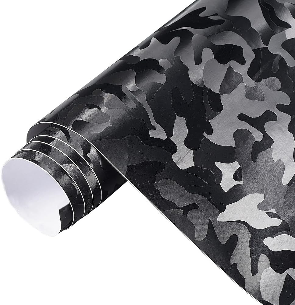 Ghost Black Vinyl Wrap for Cars (59.8'' x 177.1'') Gloss Paint Surface Protection Film with Air Release Automotive Wrap Vinyl Roll