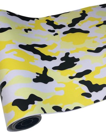 Camouflage Car Film Wrap Air Release Car Paint Protective Film Camo Car Styling Stickers Vinyl Roll for Exterior & Interior (Lemon Yellow,19.68 x 196.85 inch)