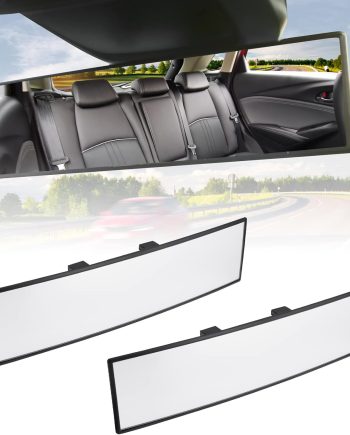 Rear View Mirror, Universal 11.81 Inch 2 Pack Panoramic Convex Rearview Mirror, Interior Clip-on Wide Angle Rear View Mirror to Reduce Blind Spot Effectively for Car  Trucks - Clear