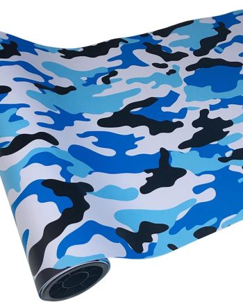 Camouflage Car Film Wrap Air Release Car Paint Protective Film Camo Car Styling Stickers Vinyl Roll for Exterior & Interior (Light Blue,19.68 x 196.85 inch)