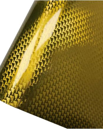 Car Wrap Vinyl Film, 1.6ft x 10ft High Gloss Aircraft Pattern Plated Self Adhesive Carbon Car Body Stickers with Air Release Bubble Free for Vehicle DIY Interior Exterior Decoration, Gold