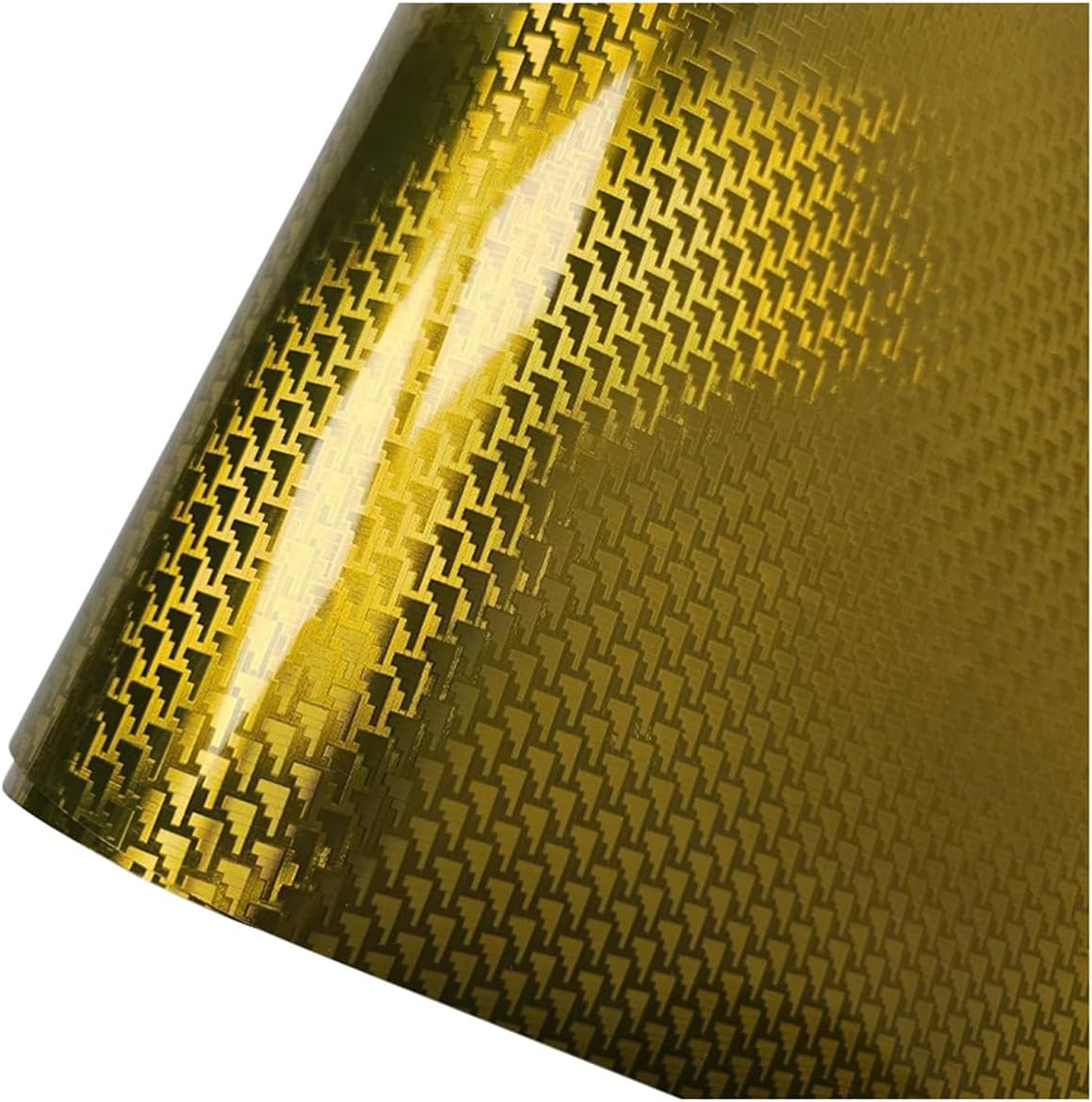 Car Wrap Vinyl Film, 1.6ft x 10ft High Gloss Aircraft Pattern Plated Self Adhesive Carbon Car Body Stickers with Air Release Bubble Free for Vehicle DIY Interior Exterior Decoration, Gold