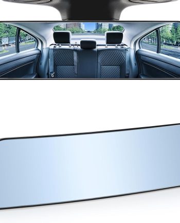 Rearview Mirror, 12 Inch Panoramic Anti-Glare Rear View Mirror, Interior Clip-on Wide Angle Convex Rear View Mirror Effectively to Reduce Blind Spot, Universal Car  Trucks (Blue)