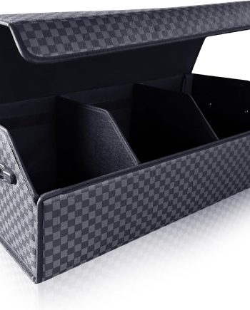 Car Organizers and Storage - Trunk Organizer for Suv Car,Car Trunk Leather Storage Box,Extra Large,Magnetic Lid,Collapsible and Adjustable