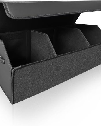 Car Organizers for Trunk for Suv Sedan, Leather Storage Box,Extra Large,Magnetic Lid,Collapsible and Adjustable