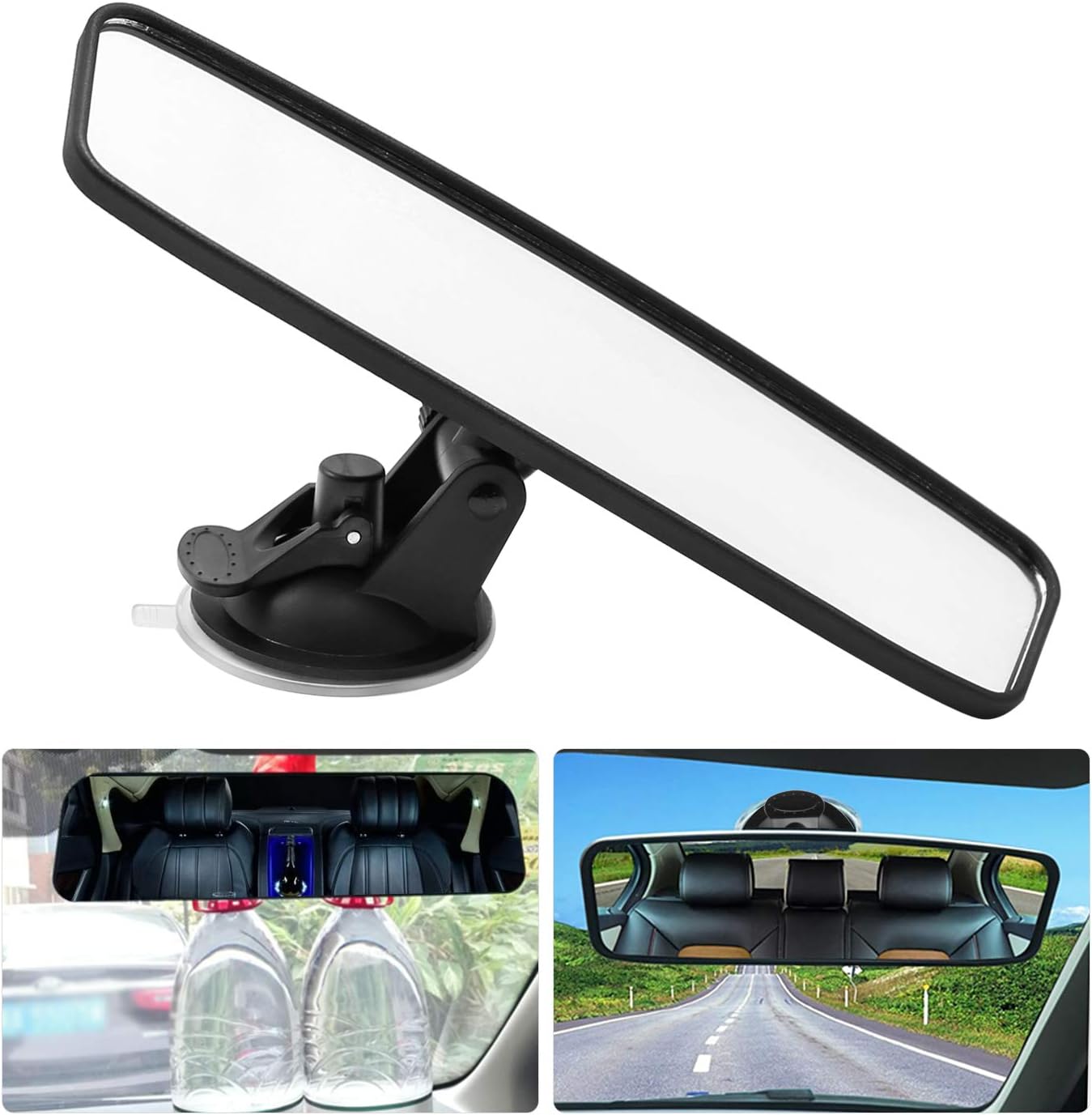 Rear View Mirror, Adjustable Car Interior Rear View Mirror Car Seat Child Safety Mirror for Universal Cars Trucks -9.64 x 2.6 inch (White)