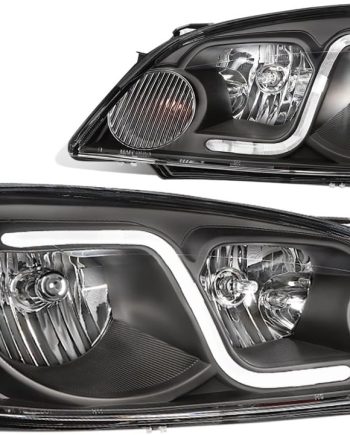 Black Amber Headlights With LED Day Running Light Strip Replacement For 06-13
