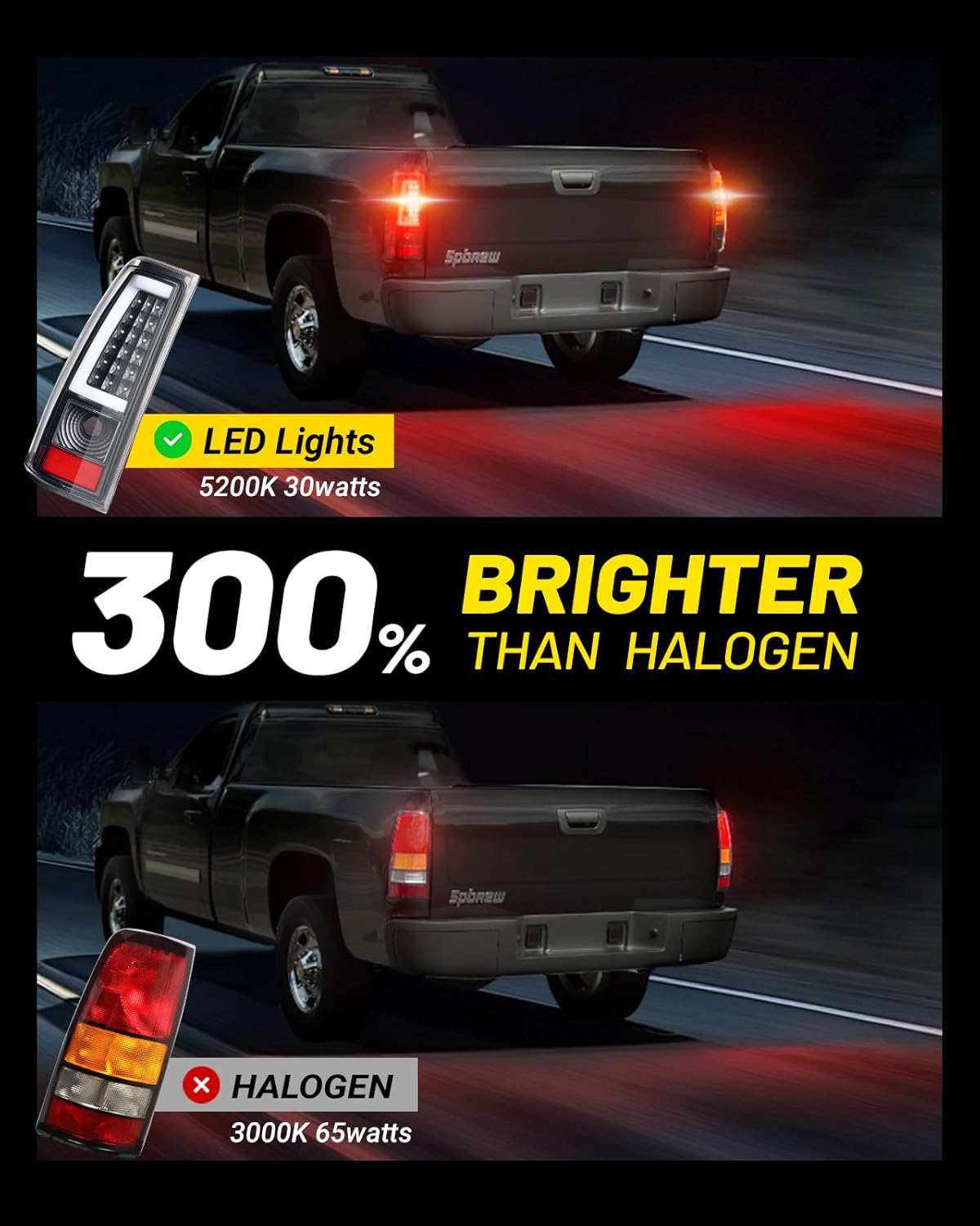 LED Tail Lights Assembly Fit for Chevy 1999 2000 2001 2002, Tail Lights Compatible for 99-02 1999-2007 GMC Classic, Smoked Tail Lights Truck Rear Lamp Black 1 Pair