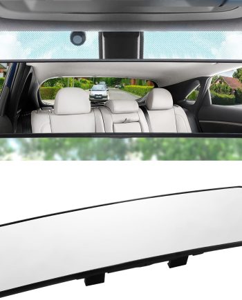 Panoramic Rear View Mirror 11.2''(285mm), Wide Angle Convex Curve Interior Rearview Mirror Clip on Original Mirror to Eliminate Blind Spot for Cars  Trucks