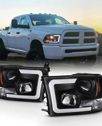 - For 2009-2018 Dodge Ram 1500 2500 3500 Truck LED Tube Black jector Headlights Left+Right Replacement