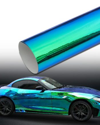Holographic Laser Green to Blue Chrome Car Vinyl Wrap Glossy Chameleon Vehicle Vinyl Film Car Motorcycle Color Changing Film, 59.84'' x 118.11''