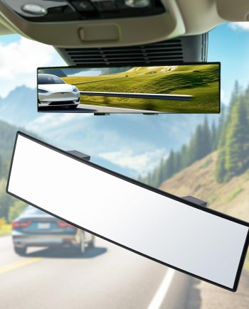 Rear View Mirror, Interior Clip-on Wide Angle Rear View Mirror, Universal 11.81 Inch Panoramic Convex Rearview Mirror, Rear View Mirror Accessory, for Cars,s,Trucks, Various Kinds Vehicles