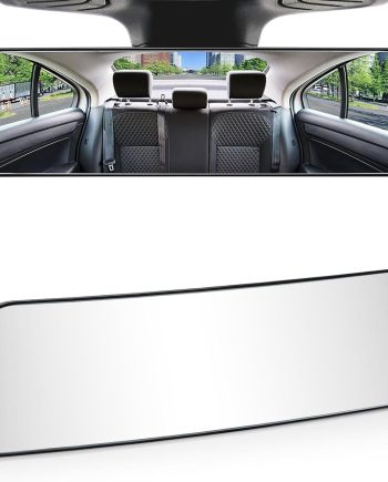 12 Inch Panoramic Rearview Mirror, Interior Clip-on Wide Angle Convex Universal Rear View Mirror to Reduce Blind Spot Effectively for More Car  Trucks -Clear