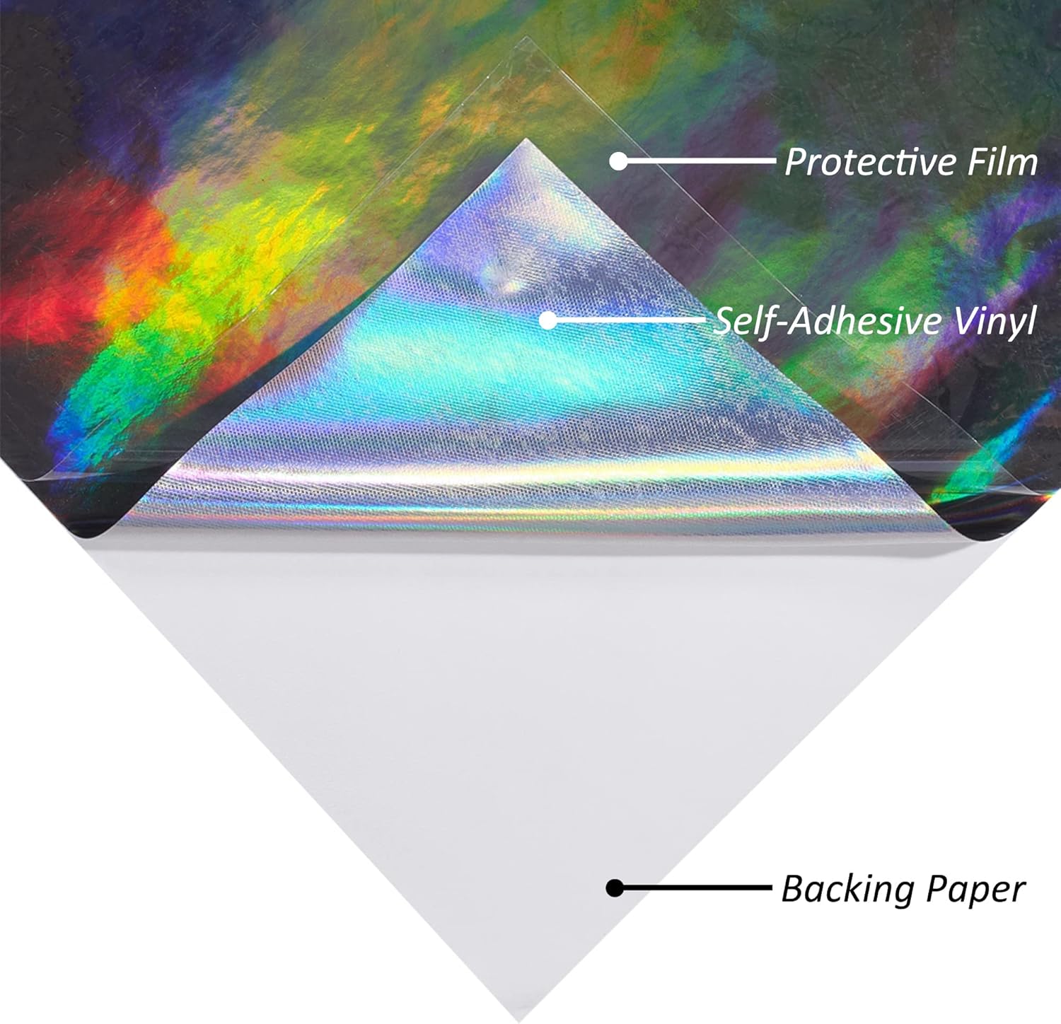 Holographic Laser Black Chrome Vinyl Sheet Car Wrap Film Self Adhesive Sticker 59.8'' x 118.11''