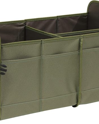 Car Trunk Organizer, Green, Foldable, Non-slip, Adjustable, Multiple Compartments, 600D Oxford Cloth Material