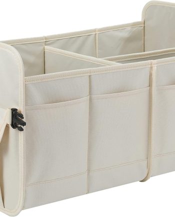 Car Trunk Organizer Car Storage Organizer Collapsible Multi Compartment Car Organizer Adjustable Straps for SUV(Beige)