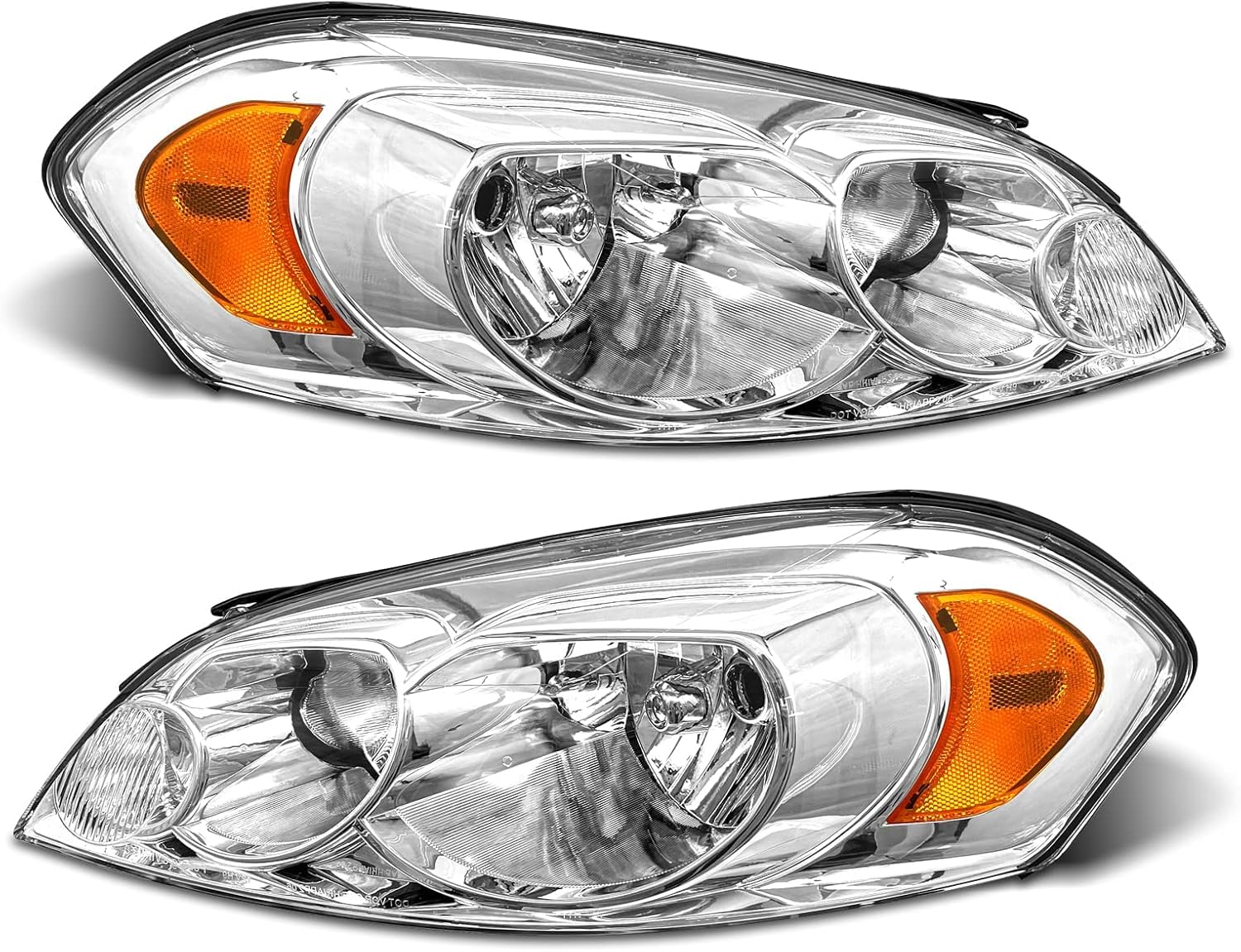 for 2006 2007 2008 2009 2010 2011 2012 2013 Headlight Assembly compatible with 14-16 / 06-07 Chrome Housing Amber Reflector Replacement Pair