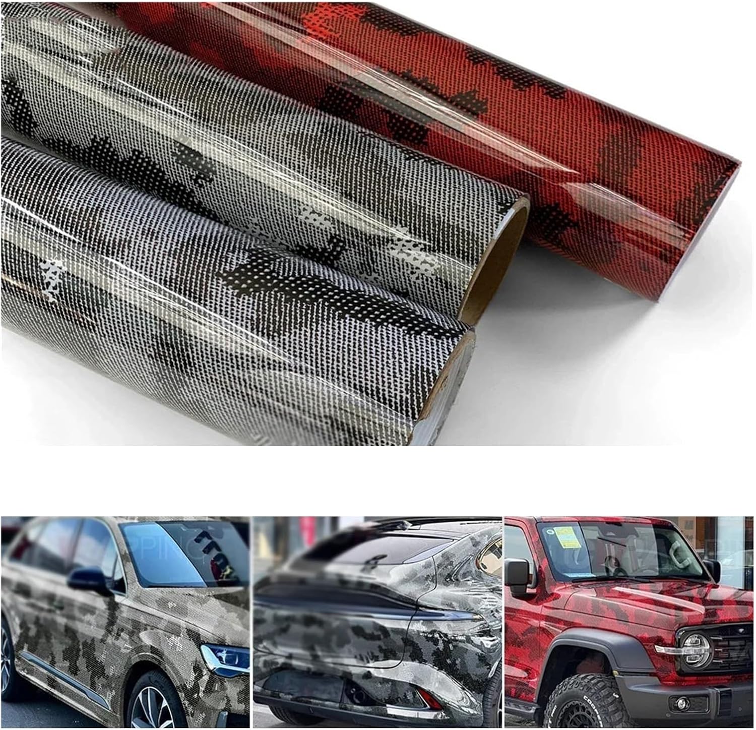 Carbon Fiber Vinyl Wrap Car Stickers Camouflage Vinyl Wrap Film Car Body Stickers Vinyl Adhesive for Automotive Parts(Blue,50cmx300cm)