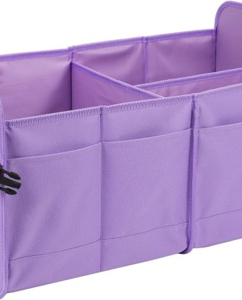 Car Trunk Organizer, Purple, Unisex, Foldable, Non-slip, Adjustable Straps, Multiple Compartments, 600D Oxford Cloth Material