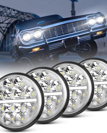 5.75" (5-3/4) Inch Round LED Headlight Hi-lo Beam+DRL+Turn Signal for Muscle Car/Sports Car/Truck 35W SAE Sealed Beams Compatible with KW W900/ PT 349 352 359